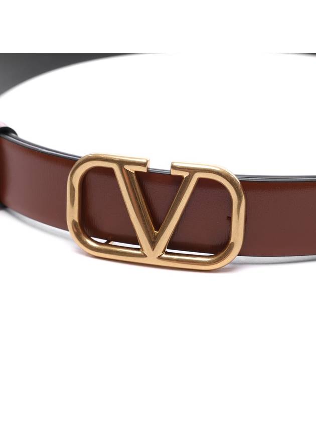 V Logo Signature Reversible Belt Brown - VALENTINO - BALAAN 5