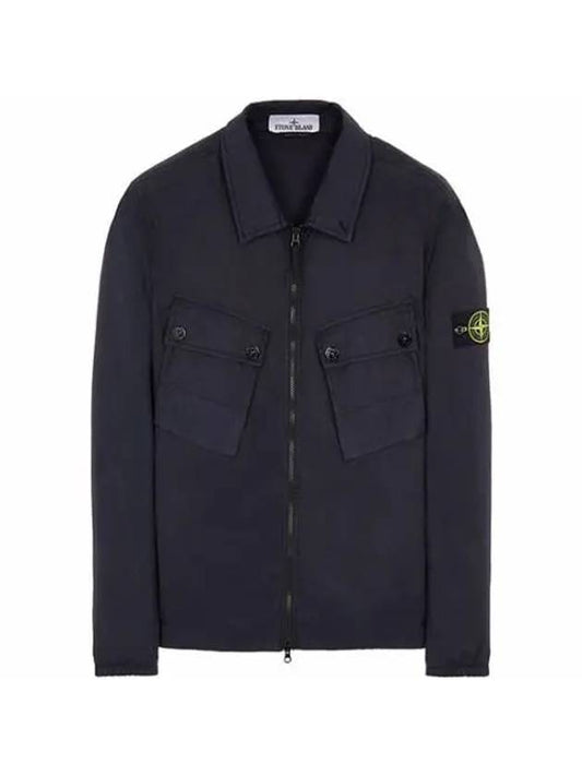 Men's Wappen Patch Two-Pocket Overshirt Zip-Up Jacket Navy - STONE ISLAND - BALAAN 1