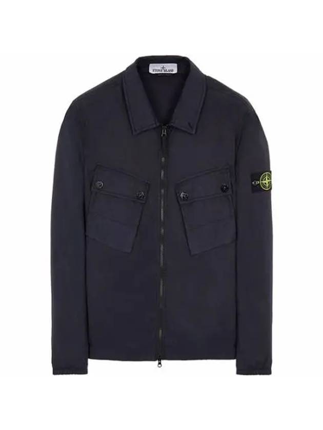 Men's Wappen Patch Two-Pocket Overshirt Zip-Up Jacket Navy - STONE ISLAND - BALAAN 1