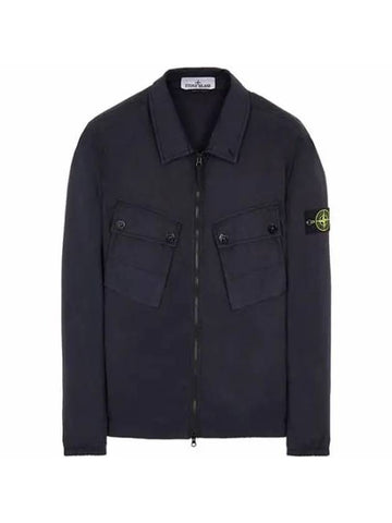 Men's Wappen Patch Two-Pocket Overshirt Zip-Up Jacket Navy - STONE ISLAND - BALAAN 1