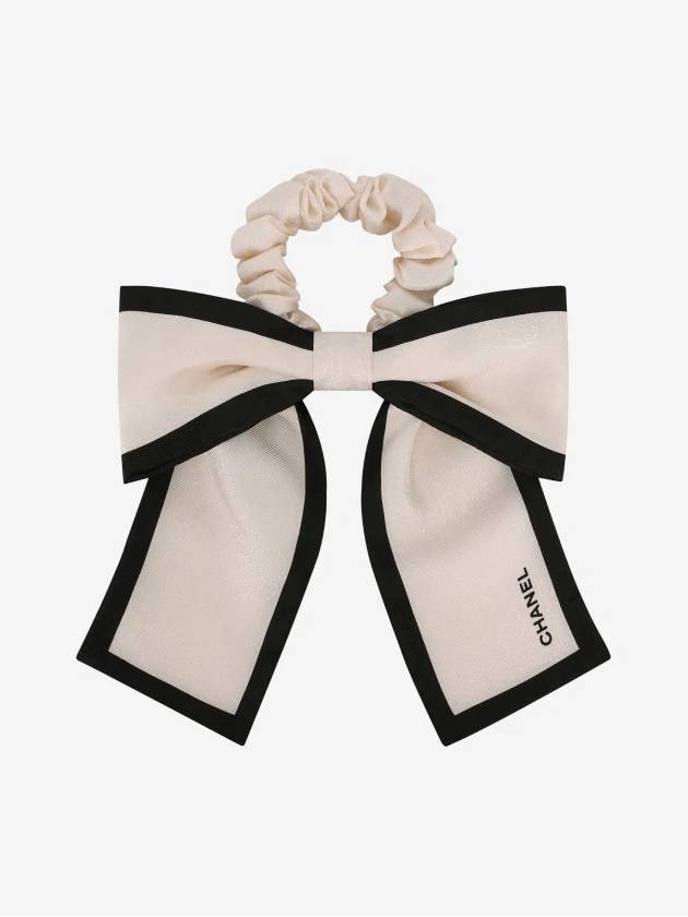 CC Ribbon Hair Scrunch Band White Black - CHANEL - BALAAN 2