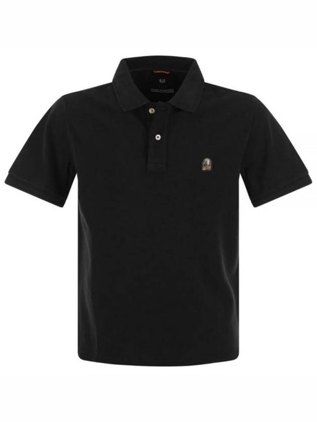 Logo Patch Cotton Short Sleeve Polo Shirt Black - PARAJUMPERS - BALAAN 2