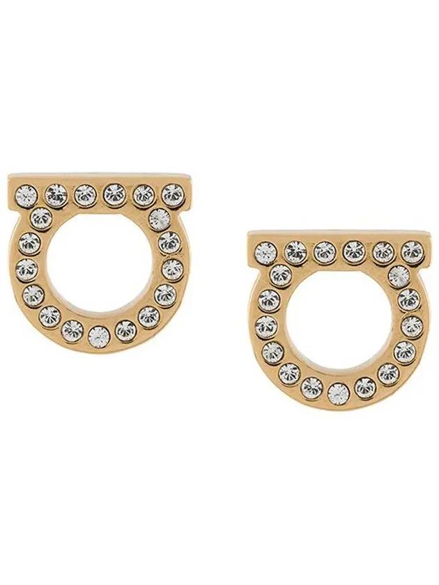 Gancini Crystal Small Earrings Gold - SALVATORE FERRAGAMO - BALAAN 3