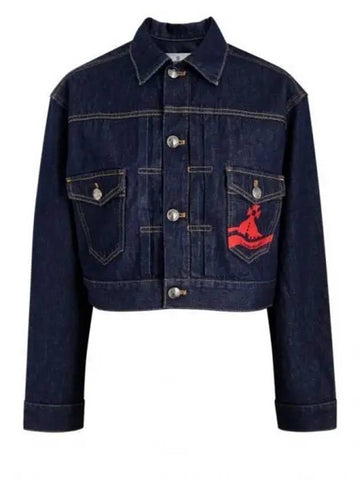 Marlene Cropped Denim Jacket Blue - VIVIENNE WESTWOOD - BALAAN 1