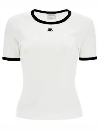 Contrast Signature Short Sleeve T-Shirt White - COURREGES - BALAAN 2