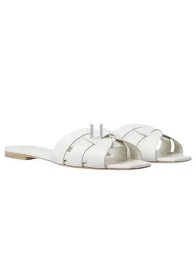 Tribute Smooth Leather Mules White - SAINT LAURENT - BALAAN 2