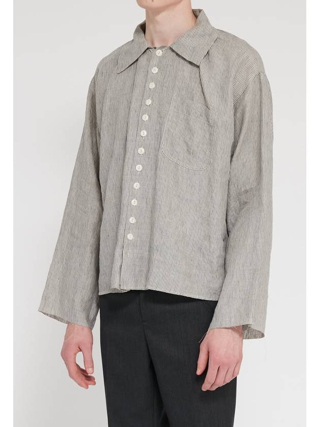 Maison Margiela boxy fit linen striped shirt - MAISON MARGIELA - BALAAN 7