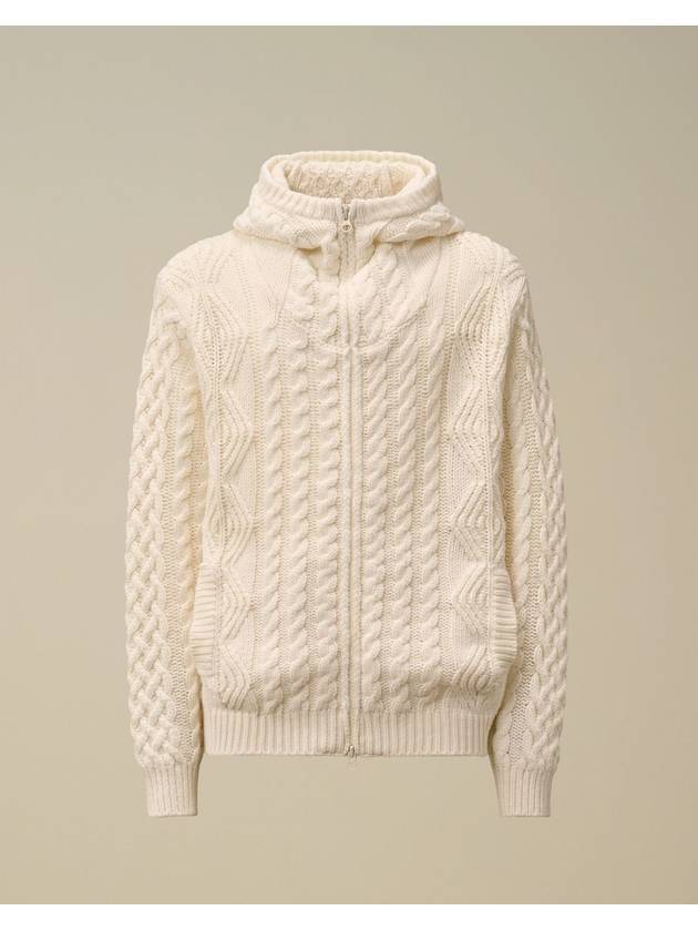 Lambswool Crewneck Logo Knit Cardigan White - CP COMPANY - BALAAN 2