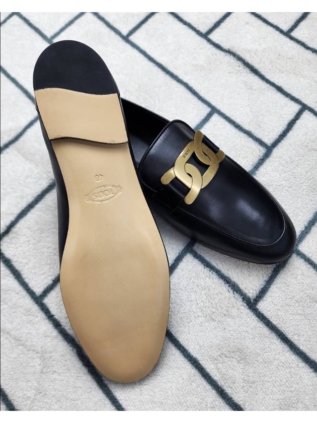 Kate Metal Logo Leather Loafers Black - TOD'S - BALAAN 5