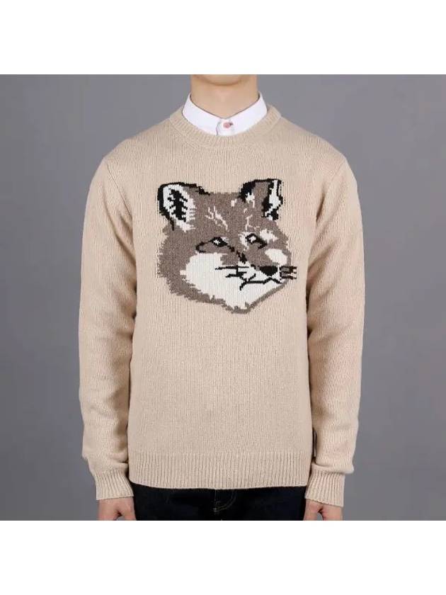 Men's Big Fox Head Classic Pullover Knit Top Beige - MAISON KITSUNE - BALAAN 2