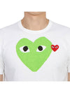 Play Men's Small Red Waffen Green Big Heart Short Sleeve T-Shirt P1 T106 03 White - COMME DES GARCONS - BALAAN 7