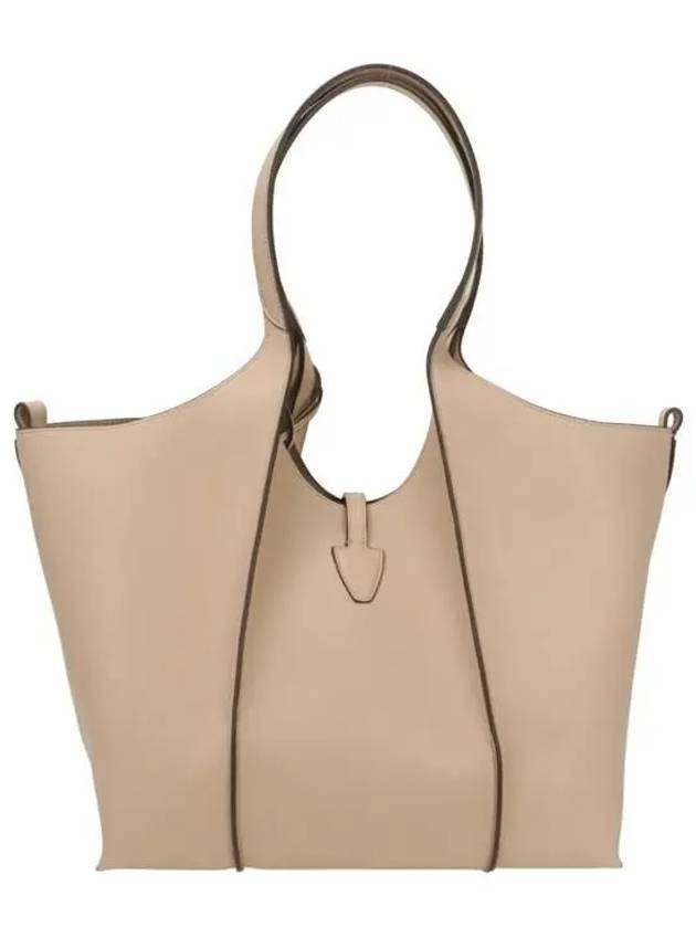 Logo T Timeless Leather Tote Bag Beige - TOD'S - BALAAN 4