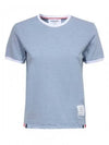 Women's Melange Jersey Ringer Short Sleeve T-Shirt Light Blue - THOM BROWNE - BALAAN 2