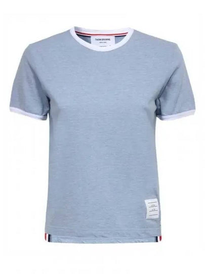 Women's Melange Jersey Ringer Short Sleeve T-Shirt Light Blue - THOM BROWNE - BALAAN 2