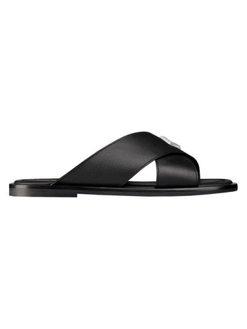 Alias CD Diamond Grained Calfskin Sandals Black - DIOR - BALAAN 1