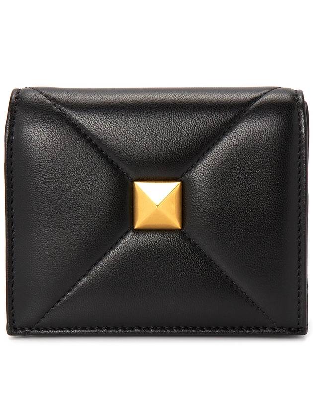 Roman Stud Small Nappa Leather Half Wallet Black - VALENTINO - BALAAN 2