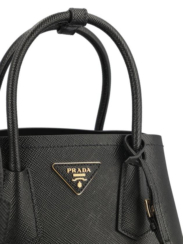 Double Saffiano Leather Mini Bag Black - PRADA - BALAAN 5