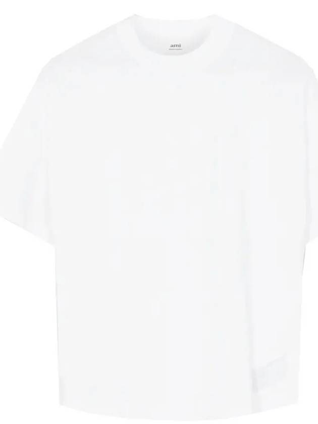 Men's Logo Label Patch Short Sleeve T-Shirt White - AMI - BALAAN 3