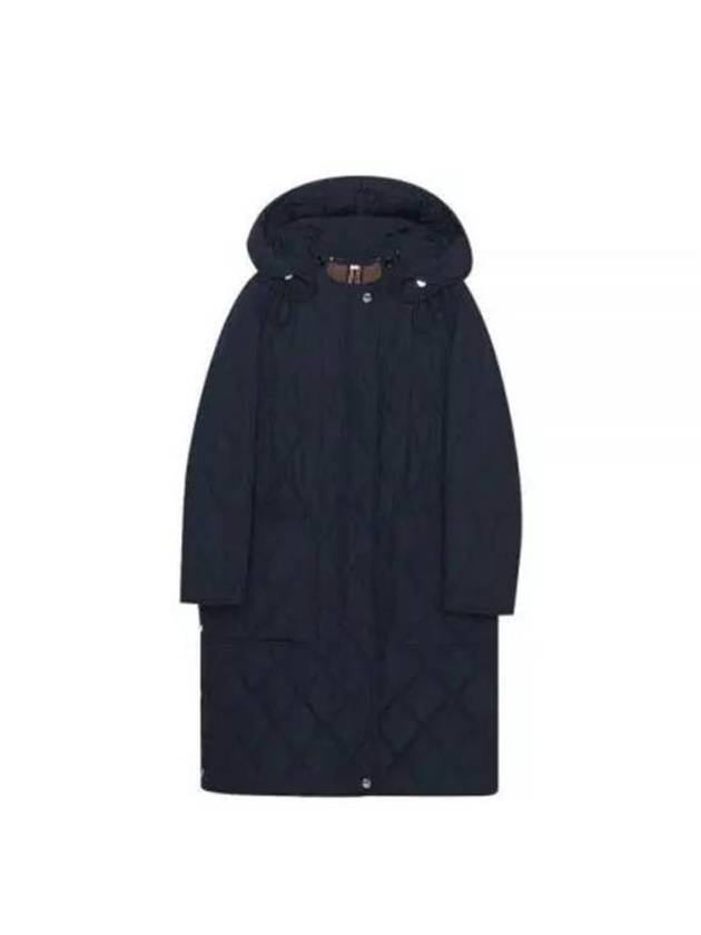 Women's Detachable Hooded Diamond Quilted Long Padding Coral Navy - BURBERRY - BALAAN 2