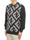 Monogram Jacquard Wool Crewneck Knit Top Grey - FENDI - BALAAN 3