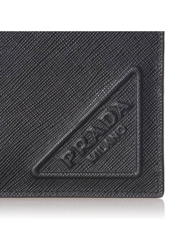 Triangle Logo Embossing Half Wallet Black - PRADA - BALAAN 6