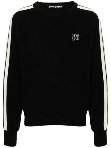 Palm Angels Monogram Track Sweatshirt Black - PALM ANGELS - BALAAN 1