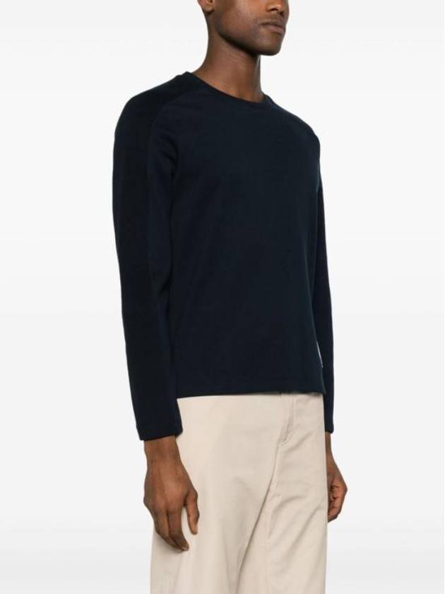 4-Bar Striped Cotton Long Sleeve T-Shirt Navy - THOM BROWNE - BALAAN 5