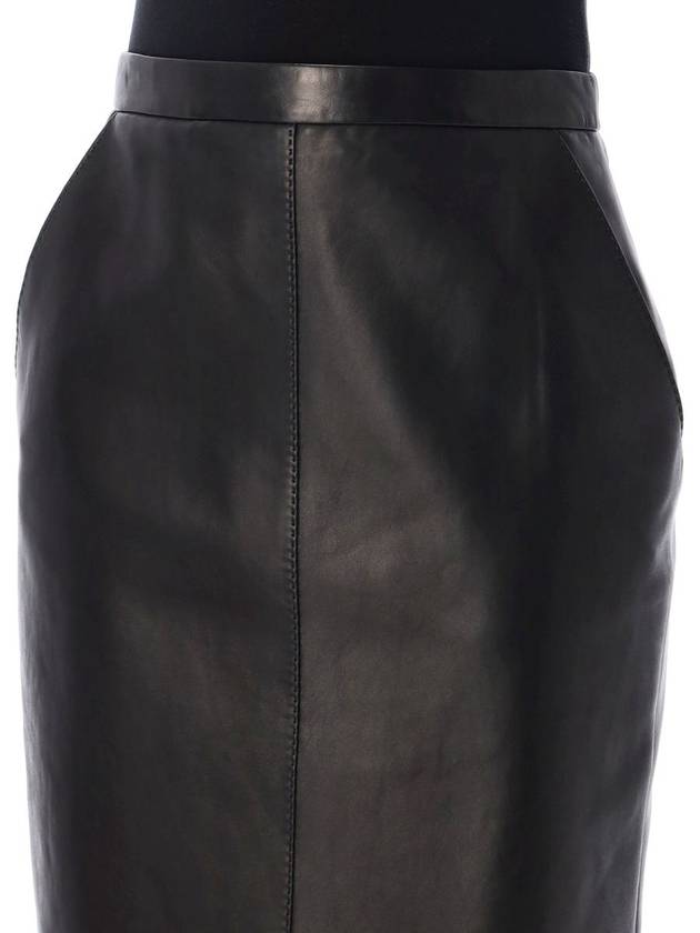 Saint Laurent Midi Leather Skirt - SAINT LAURENT - BALAAN 3