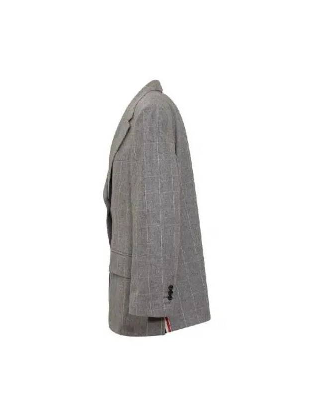 Women's Windowpane Flannel Side Split Sport Single Jacket Medium Grey - THOM BROWNE - BALAAN 4