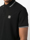 Stretch Cotton Pique Short Sleeve Polo Shirt Black - STONE ISLAND - BALAAN 7