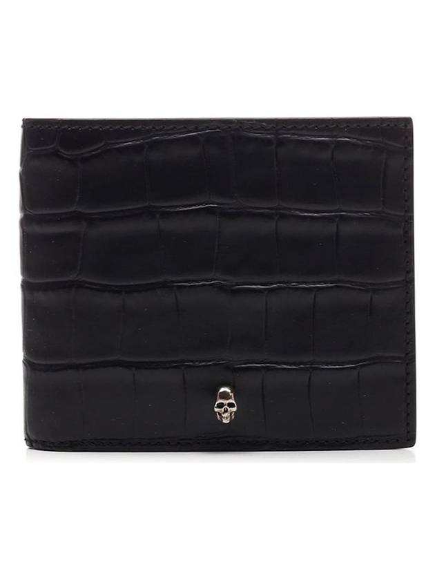 Croc Half Wallet Black - ALEXANDER MCQUEEN - BALAAN 1