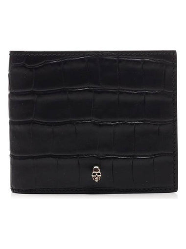 Croc Half Wallet Black - ALEXANDER MCQUEEN - BALAAN 1