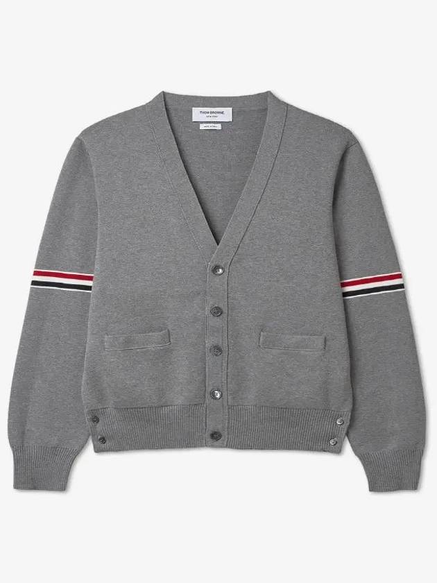 Milano Stitch Sprite Armband Cotton V-neck Cardigan Light Grey - THOM BROWNE - BALAAN 3