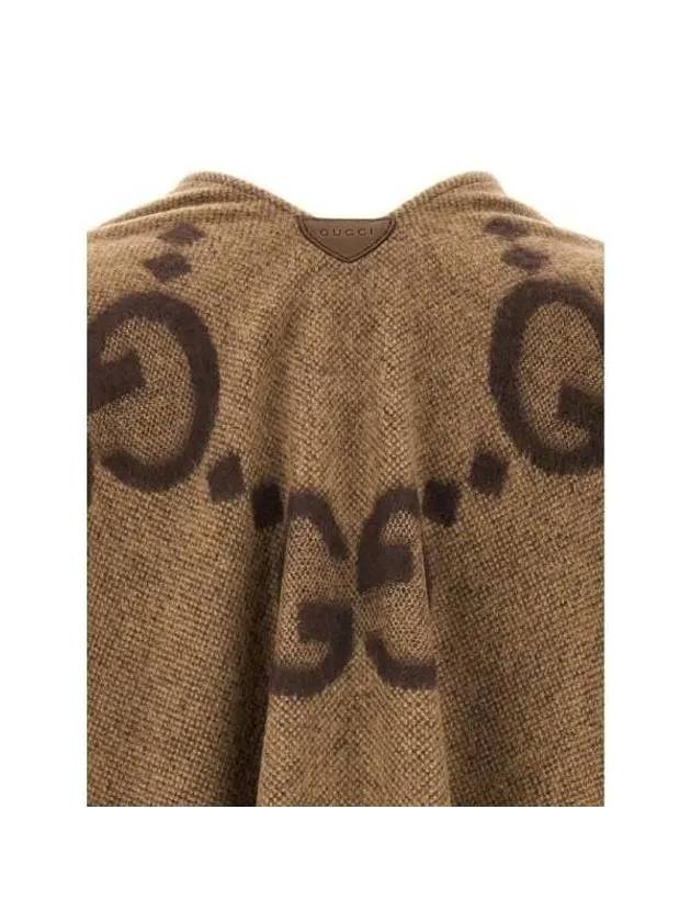 Reversible Jumbo GG Cashmere Cape Brown - GUCCI - BALAAN 5