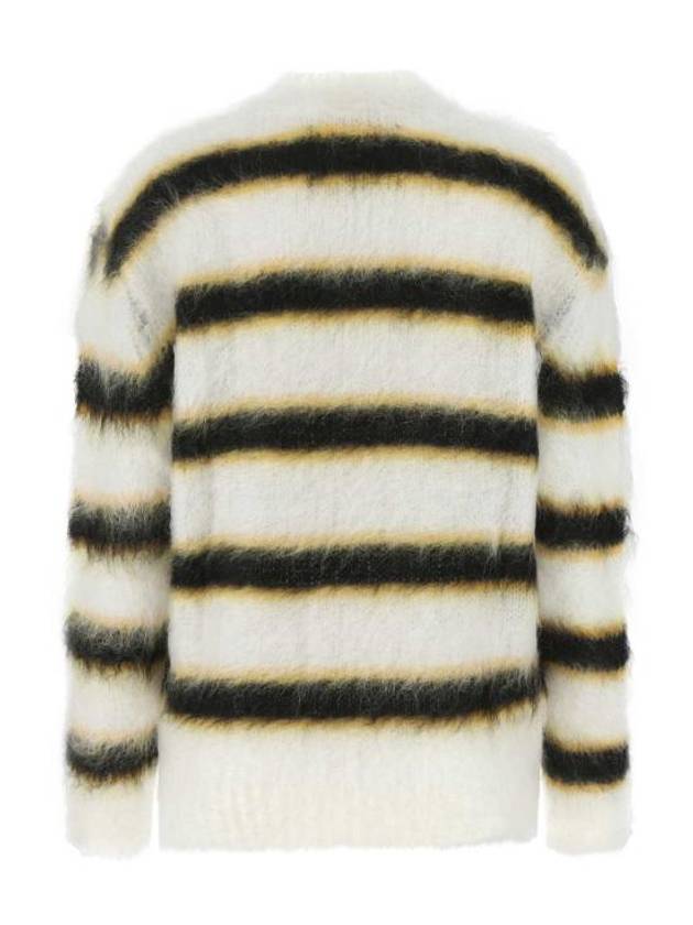 Mohair Striped Crew Neck Knit Top Cream - MARNI - BALAAN 3