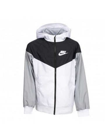 Kids Loose Hip-Length Hooded Jacket White - NIKE - BALAAN 1