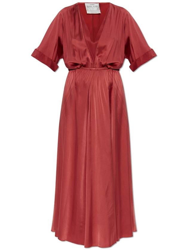 Forte_forte Silk Dress With V-neck, Women's, Red - FORTE FORTE - BALAAN 1