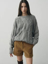 Heavy multi cable sweater melange gray - NOIRER FOR WOMEN - BALAAN 2