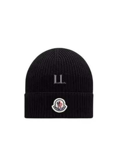 Logo Cotton Beanie Black - MONCLER - BALAAN 2