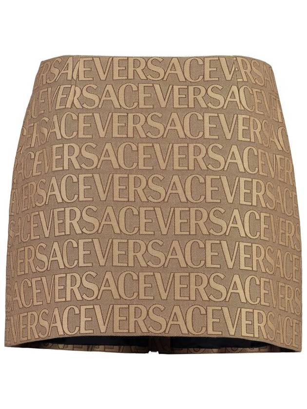 Women's All-Over Logo Mini H-Line Skirt Brown - VERSACE - BALAAN 3