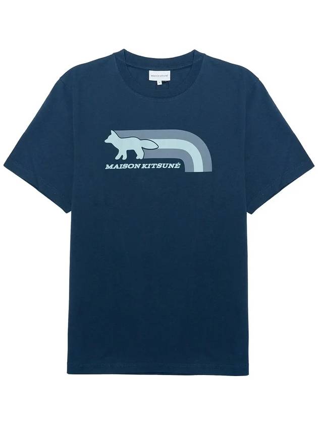 Men's Flash Fox Comfort Short Sleeve T-Shirt Navy - MAISON KITSUNE - BALAAN 3