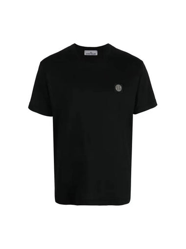 Logo Patch Cotton Short Sleeve T-Shirt Black - STONE ISLAND - BALAAN 1