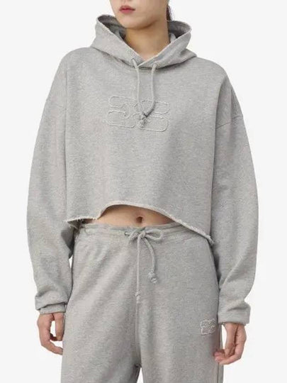 Isoli Crop Hoodie Grey - GANNI - BALAAN 2