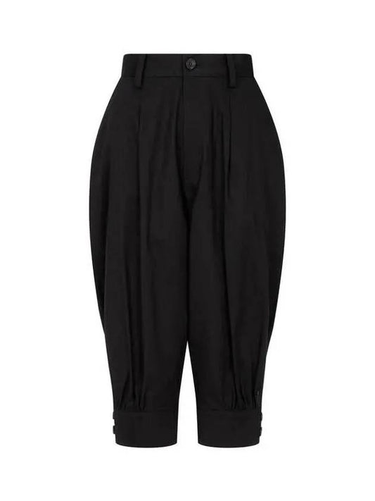 FEMME Linen Blend One Tuck Crop Pants Black - YOHJI YAMAMOTO - BALAAN 1