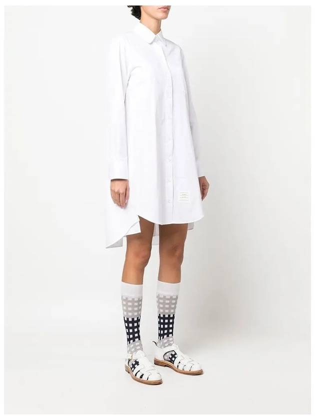 Solid Poplin Pleated Back Shirt Mini Dress White - THOM BROWNE - BALAAN 5