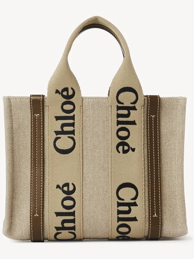 Woody Logo Small Tote Bag Brown Beige - CHLOE - BALAAN 5