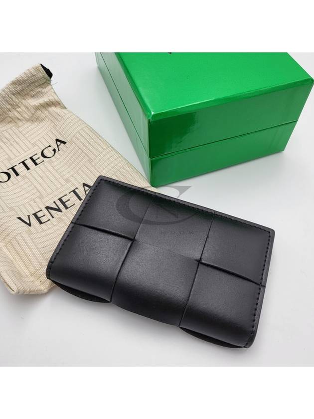 Intrecciato Cassette Leather Flap Card Wallet Black - BOTTEGA VENETA - BALAAN 8