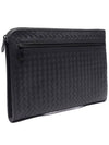 Intrecciato Weaving Zipper Clutch Bag Grey - BOTTEGA VENETA - BALAAN 4