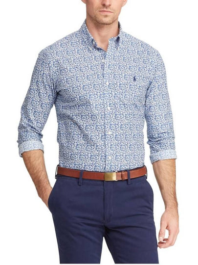 Classic Fit Floral Long Sleeve Shirt Blue - POLO RALPH LAUREN - BALAAN 2