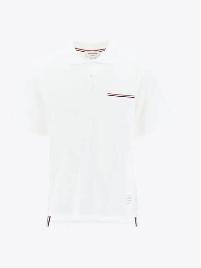 RWB Pocket Interlock Cotton Short Sleeve Polo Shirt White - THOM BROWNE - BALAAN 2